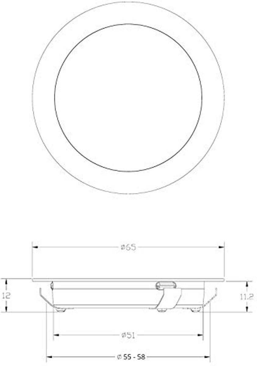 LED Inbouwspot Ultraslank 3W Warm Wit - 2700K, Zwart, 65 x 12 mm