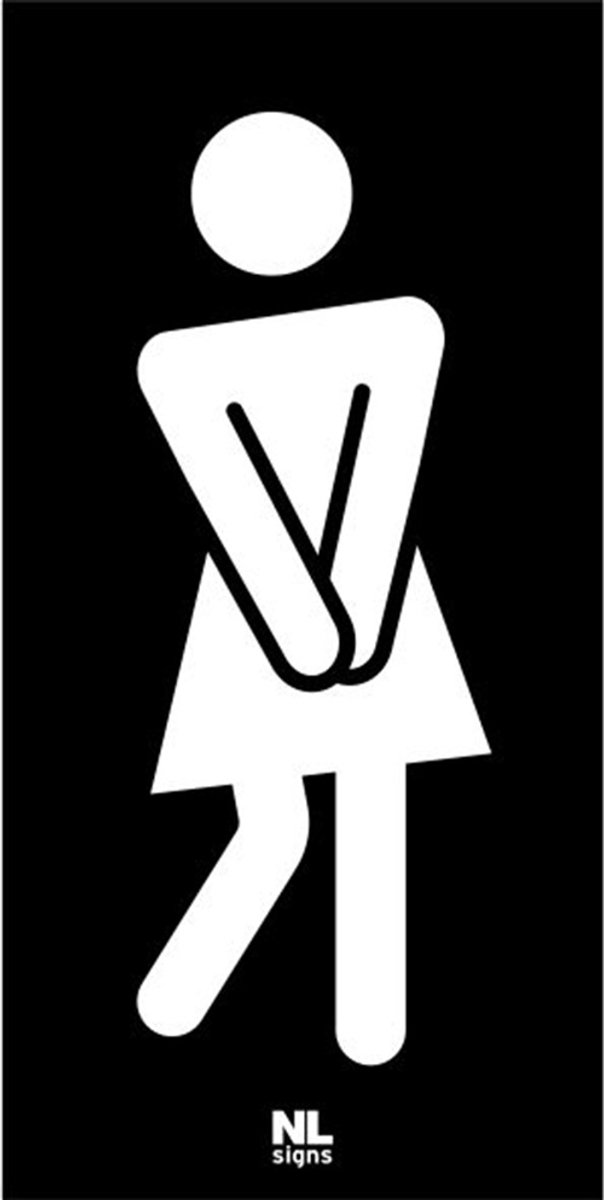 WC bord VROUW zwart funny 5x10 cm nalichtend (glow in the dark)