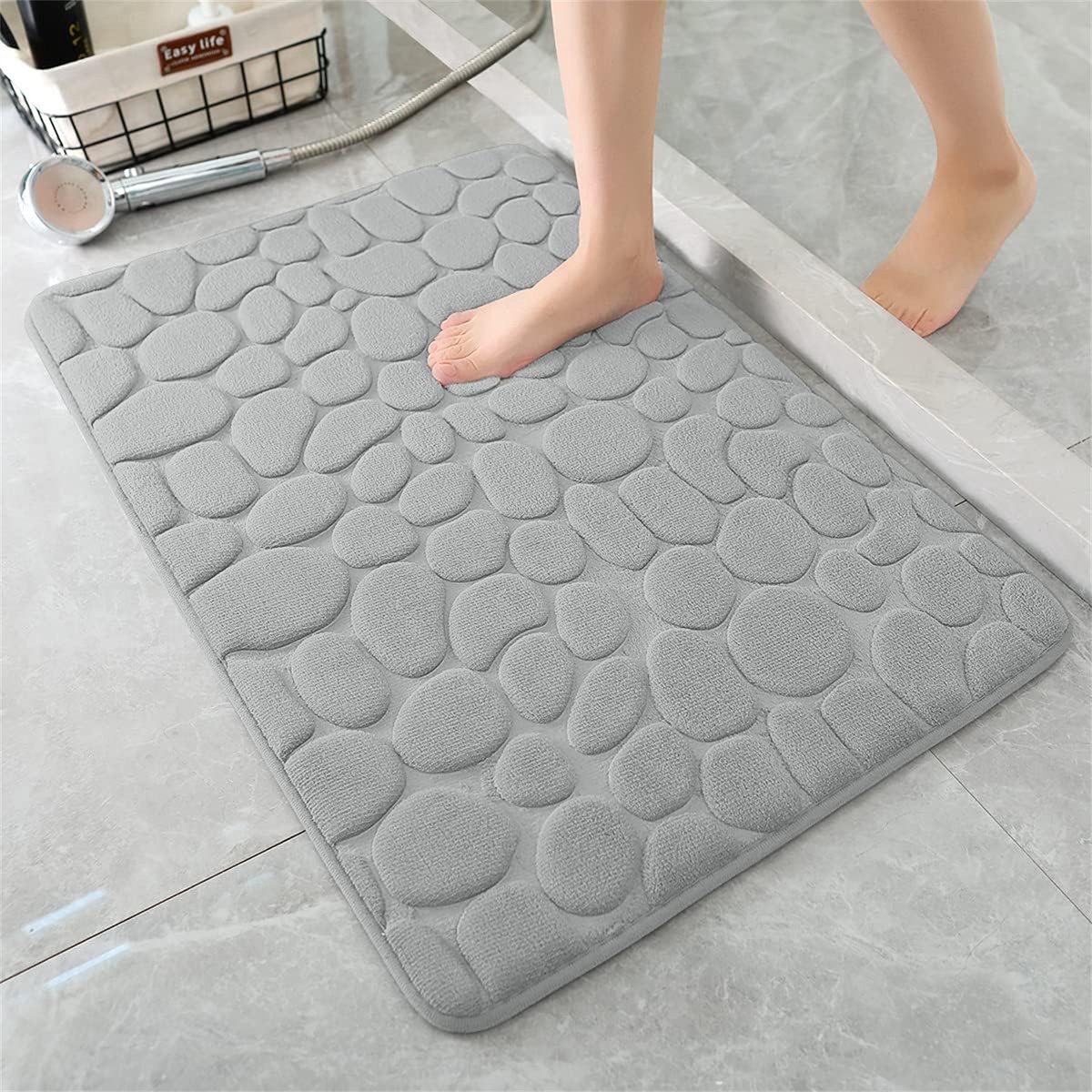 QTTVBTNA - Badkamermat - Super Absorberend - Anti-slip & Machinewasbaar - Absorberende Badmat - Grijs - 40x60cm - 1 stuk