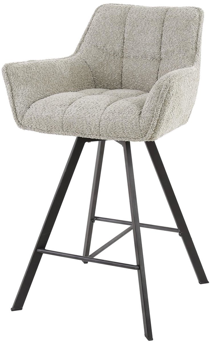 Giga Meubel Barstoel Raster - Zand Bouclé - Draaibaar - Zithoogte 69cm - Set van 2