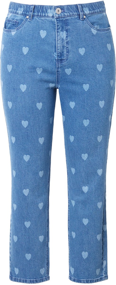 Studio Untold - Dames - Mom jeans 5-pocket Heart-print - Blauw denim - Maat 58