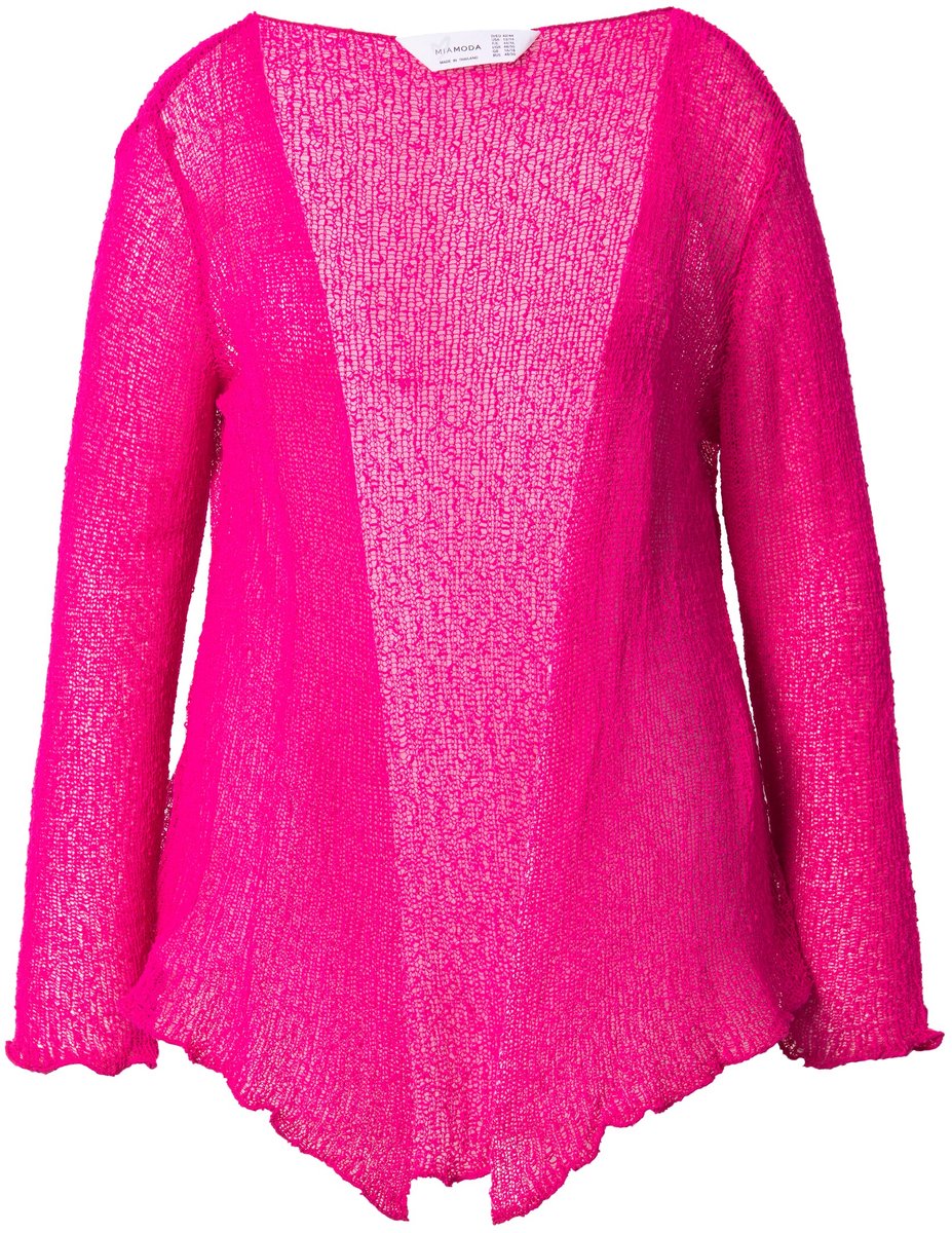 MIAMODA - Dames - Jasje elastische slim fit openingen golvende randen - Neon bes - Maat 46+