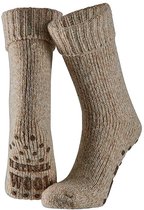 Apollo Huissokken Met Antislip Beige Dames Heren - Maat 43-46