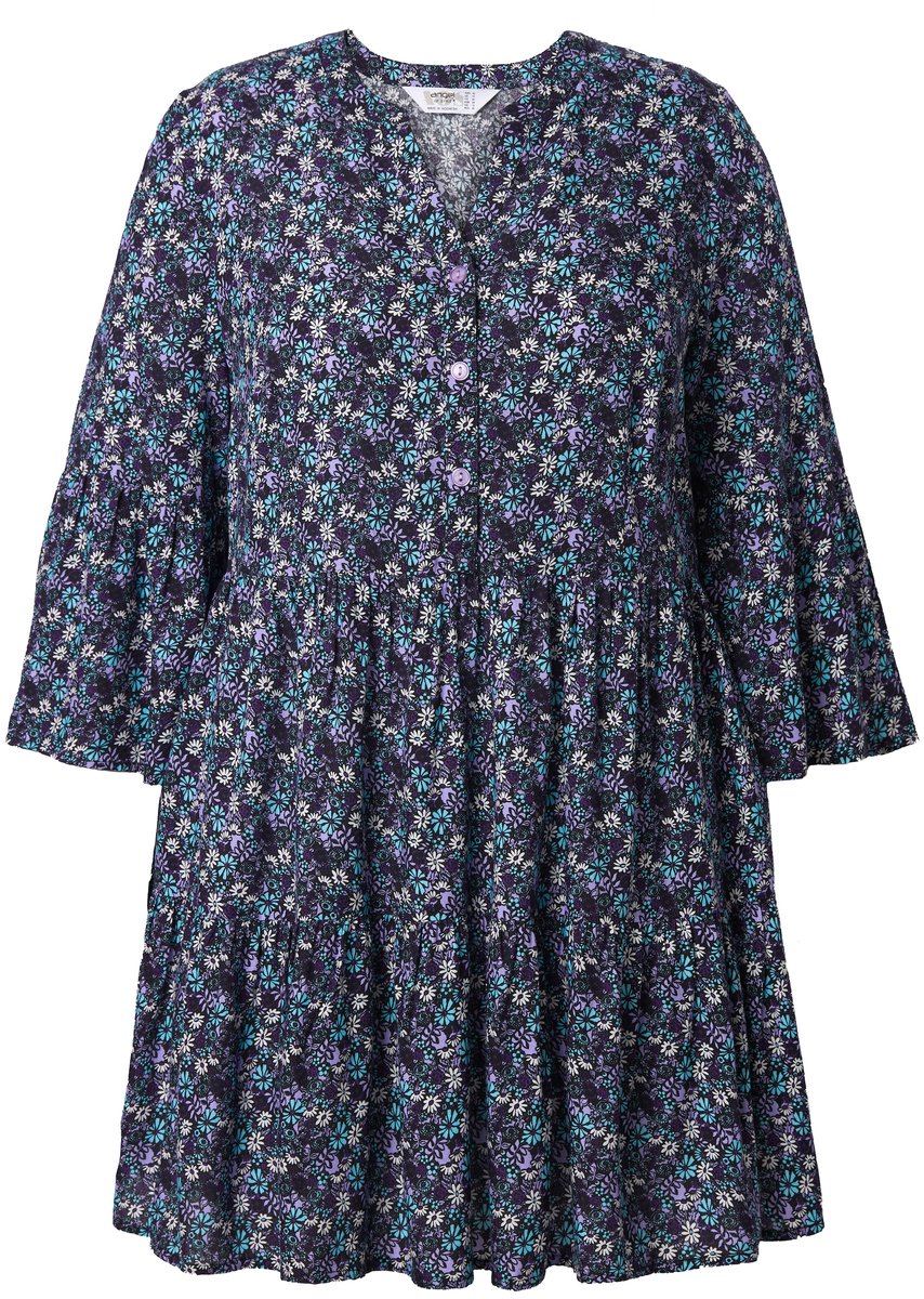 Angel of Style - Dames - Blouse bloemetjesmotief volants - Zwart - Maat 42