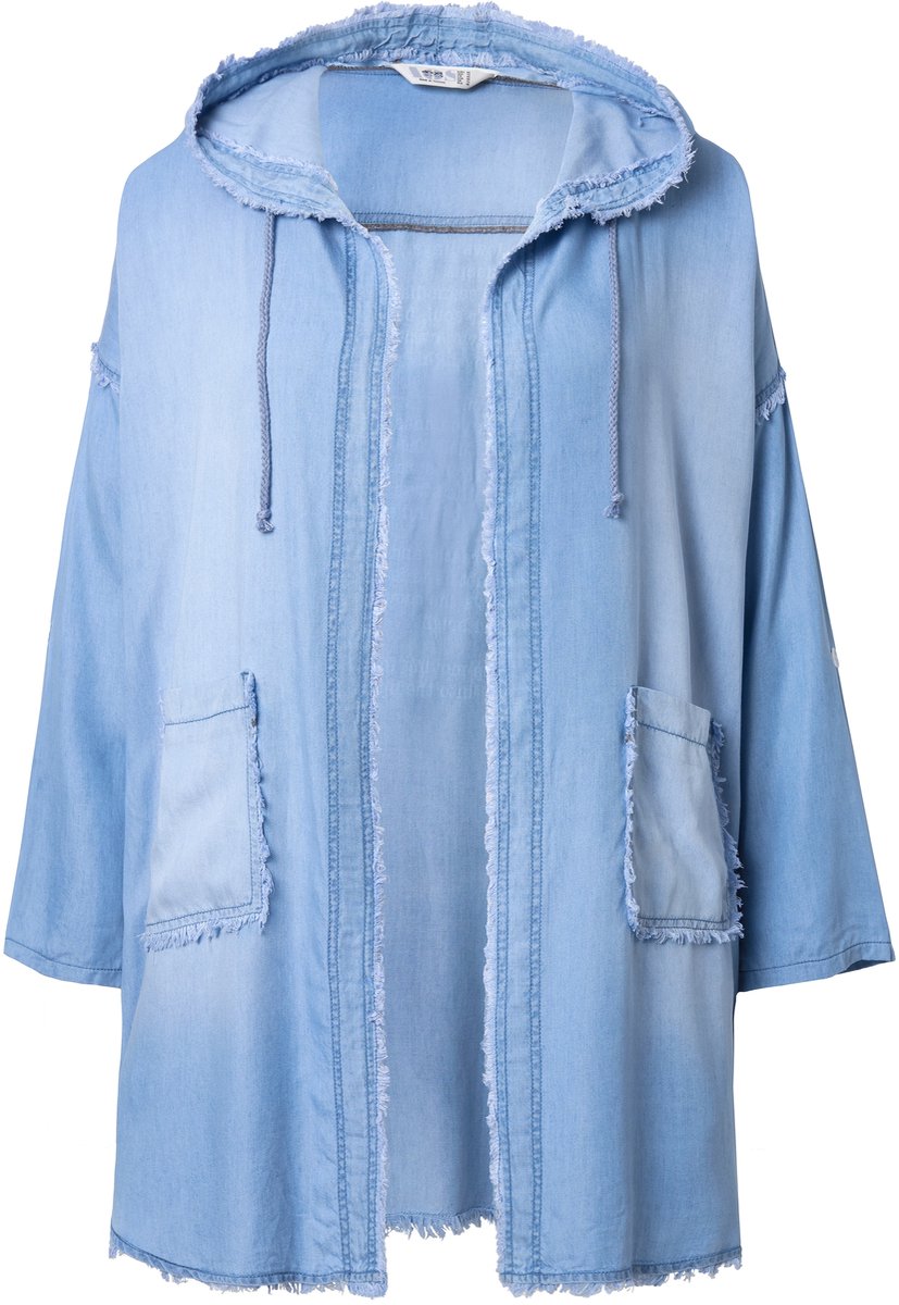 Angel of Style - Dames - Jasje zachte jeanslook capuchon rugprint - Licht blauw denim - Maat 46