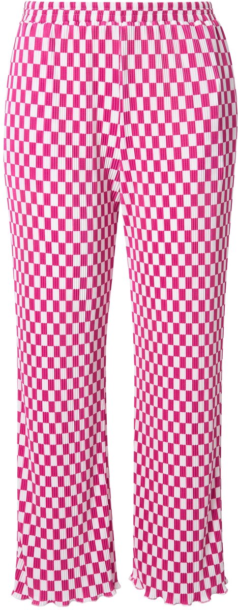 Angel of Style - Dames - Broek wijde pijpen geplooid schaakbordmotief - Hibiscusrood - Maat 56