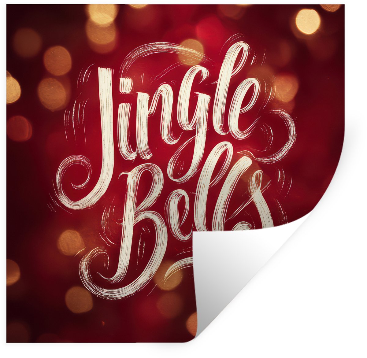 Muurstickers - Sticker Folie - Jingle - Bells - Kerst - Rood - 100x100 cm - Plakfolie - Mu