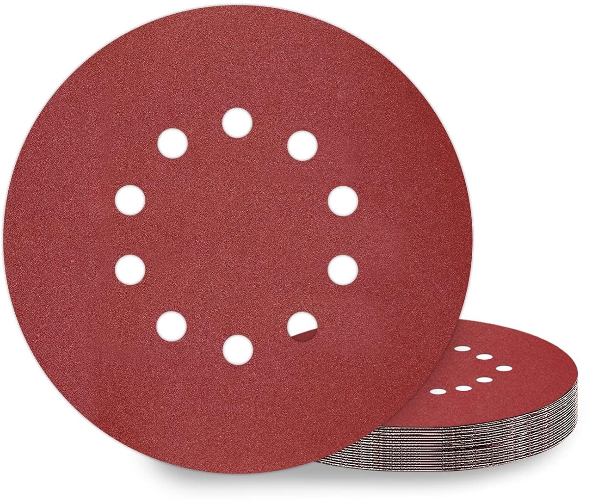 JeiibrZui 225Mm Schuurpads - P180 Klittenbandschuurpads - Precisieschuurpads Voor Droogslijpmachines En Giraffenslijpmachines - 10 Stuks - Algemeen Gebruik Rood