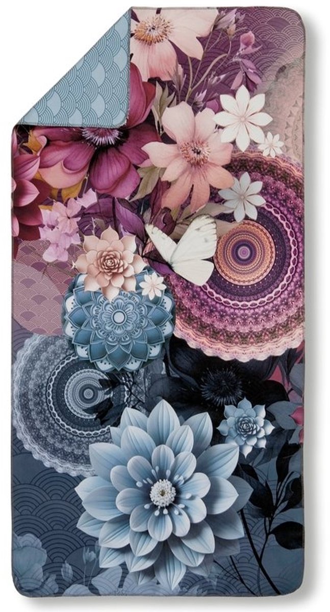 Yoga/Reishanddoek 75x180 cm - Mandala en Bloemen Print - Multi - 1 Persoons - 100% Microvezel - Oeko-Tex Gecertificeerd van Merkloos — afbeelding 5