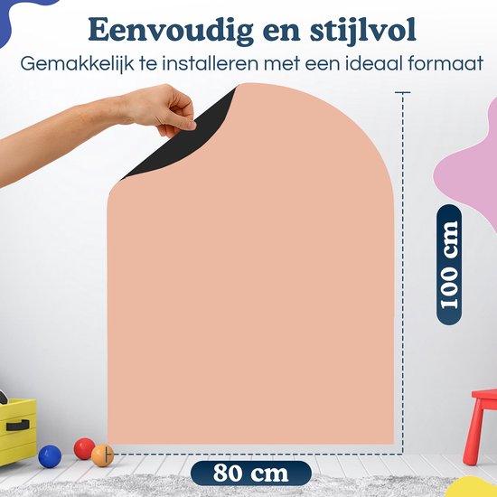 Tidy Tom Free Shapes – Muursticker magnétique – Forme d'arche – Tableau noir et tableau magnétique – Accessoires inclus – Beige avoine