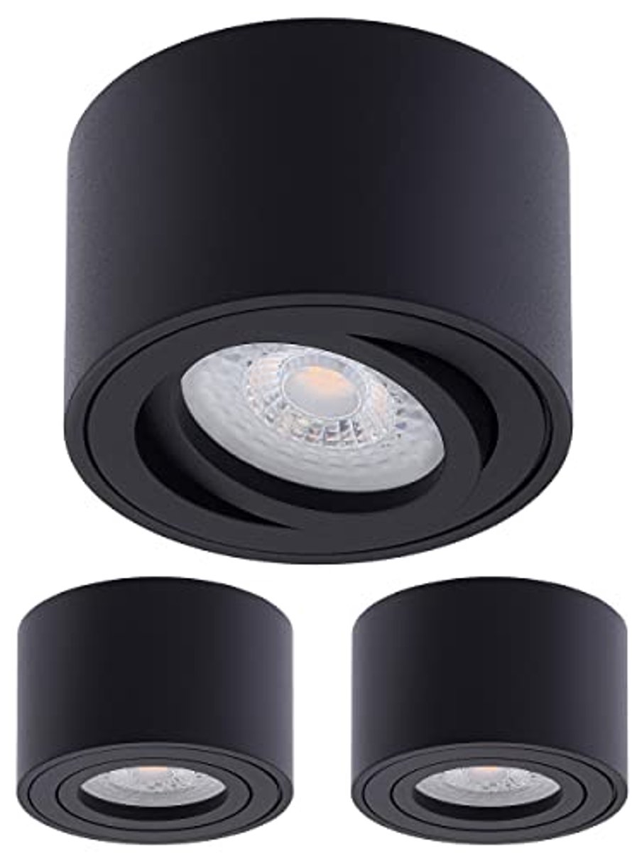 Draaibare Opbouwspots met LED Module - Neutraal Wit 4000K - Aluminium Zwart 80x50mm