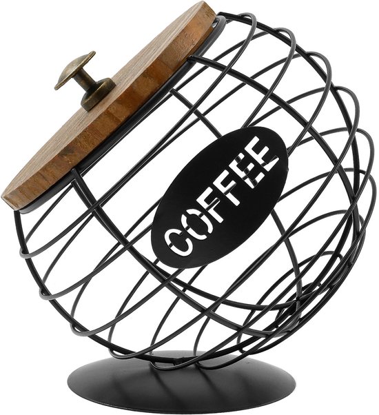 Ibenzoa® Stijlvolle metalen koffiecapsulehouder met deksel voor keuken of kantoor