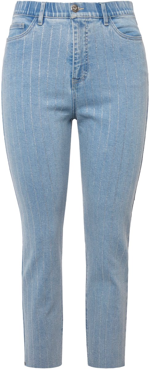 Studio Untold - Dames - Mom jeans hoge taille glitterstrepen 5-pocket - Licht blauw denim - Maat 58