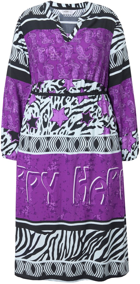 Angel of Style - Dames - Midi-jurk A-lijn all-over print elastische taille - Violet - Maat 54