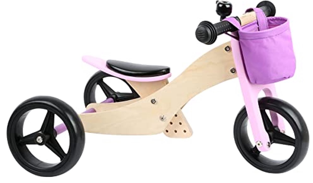 Houten Trike Fiets voor Kinderen met Verstelbare Zitpositie en Rubberen Banden