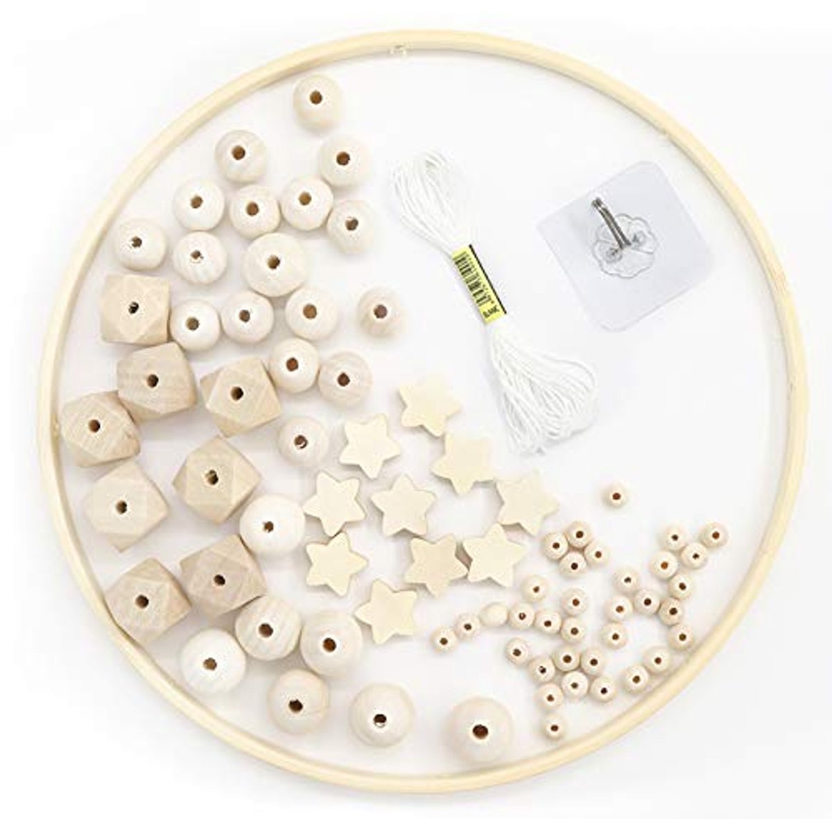 Houten Mobiel Frame voor Kinderkamer - DIY Windspel met Houten Kralen en Ringen