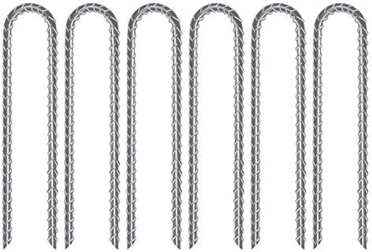 Bodemankers Set van 6 Stuks - U-vormige Grondnagels van Verzinkt Staal - Perfect voor Trampolines, Tenten en Tuinontwerpen