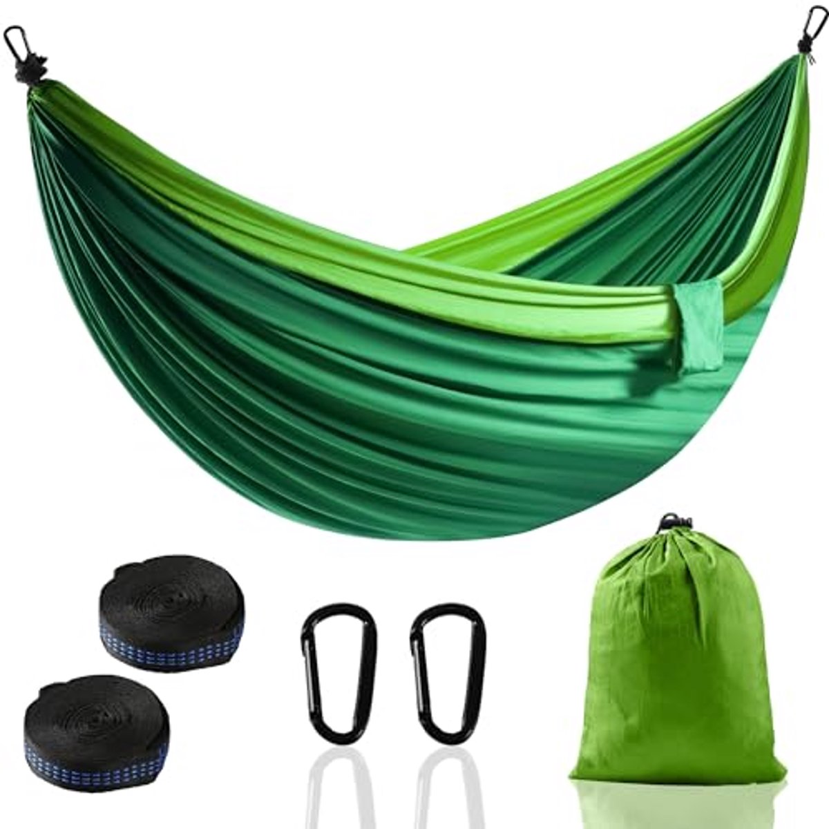 Lichte en Draagbare Camping Hangmat met Twee Boomriemen - Ideaal voor Hiken en Kamperen (280x140cm, Donkergroen)