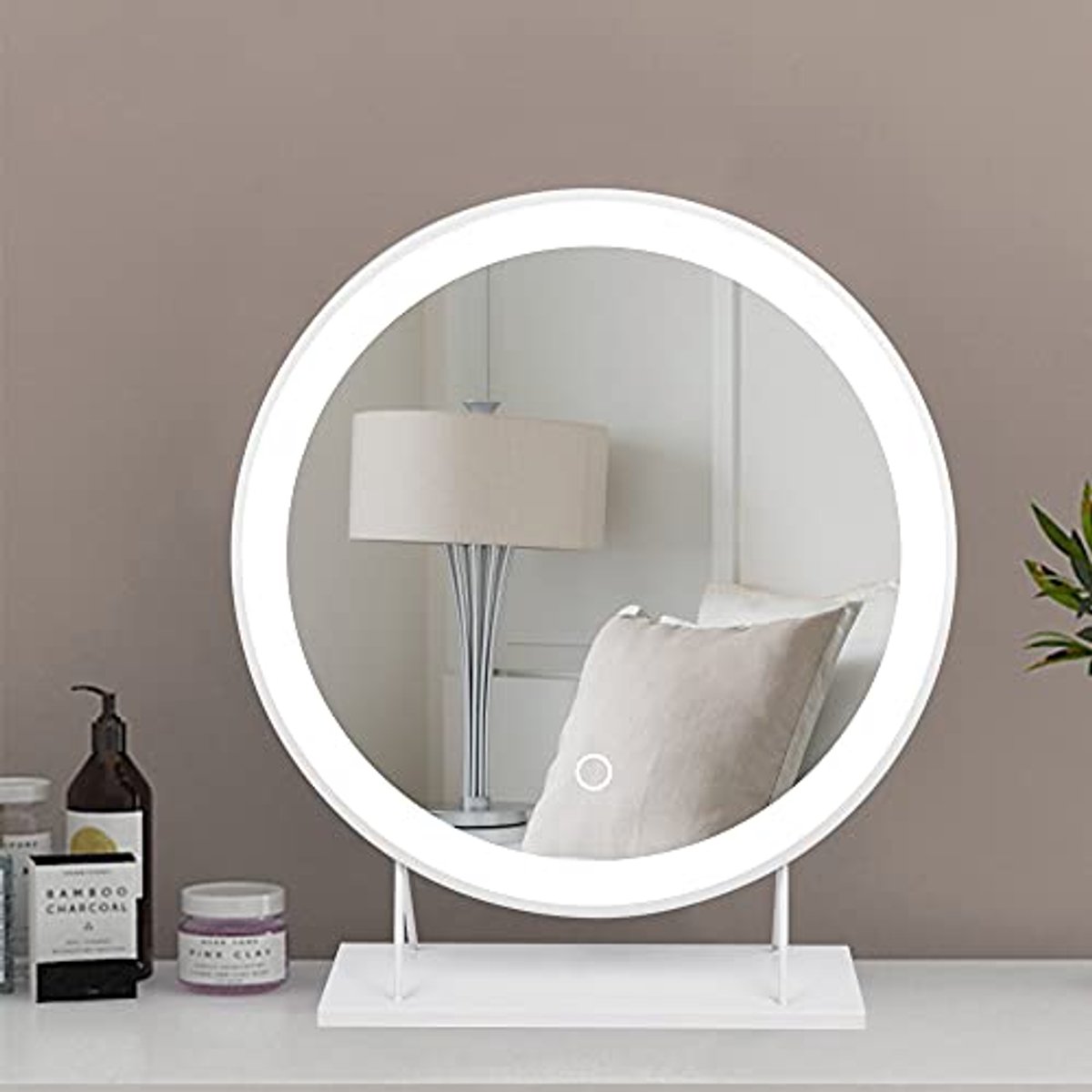 Verlichte make-upspiegel met LED, instelbare helderheid en 3 kleuren - 50 x 50 cm