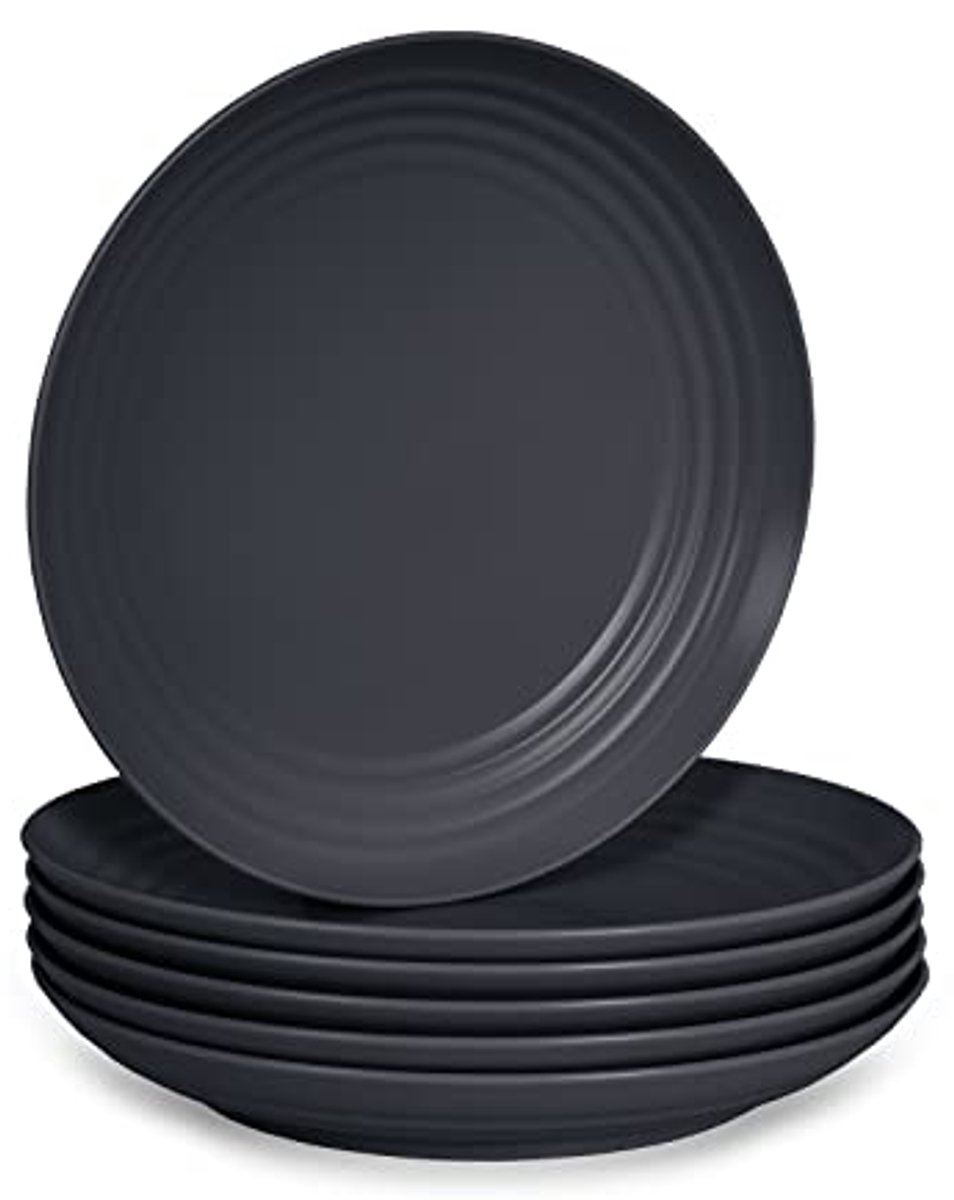 Herbruikbare en onbreekbare serviesset voor feestjes en evenementen - Grafiet (plat 22 cm)