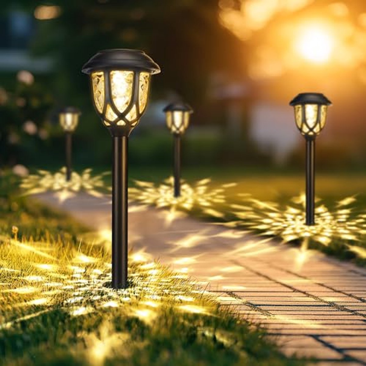 Zonne-energie Lampen met Glazen Koepel voor Buiten - LED Tuinverlichting en Landschapsverlichting