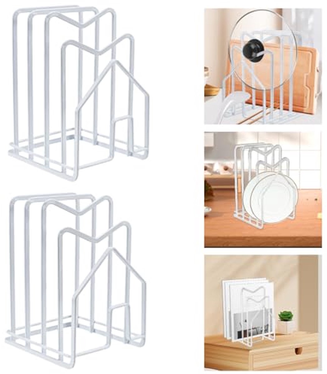 Snijplankhouder en Organizer voor Keuken - Zwart, 2 Stuks, Duurzaam IJzer