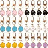 24-pack leuke smiley sleutelhangers - Kleurrijke smiley sleutelhangers - Perfect voor tassen, sleutels, rugzakken en cadeaus voor kinderen, vrienden en feestjes