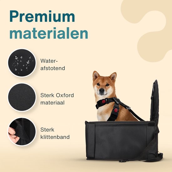 Qindie – Hondenautostoel – Veilig hondenzitje auto met verstelbaar hondentuigje – Waterdichte 600D Oxford automand – Opvouwbare autostoel voor kleine honden – Zwart