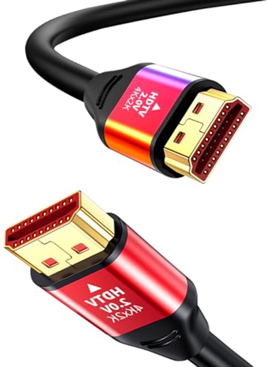 HDMI-kabel 2.0 - 2 m, 4K/60Hz, 18 Gbps, 3D-ondersteuning, Geschikt voor laptops, monitors, projectoren en HDTV