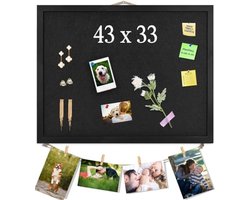 PromoHome Zwart Prikbord met Vilt - Compact Memobord voor Kantoor en Thuis