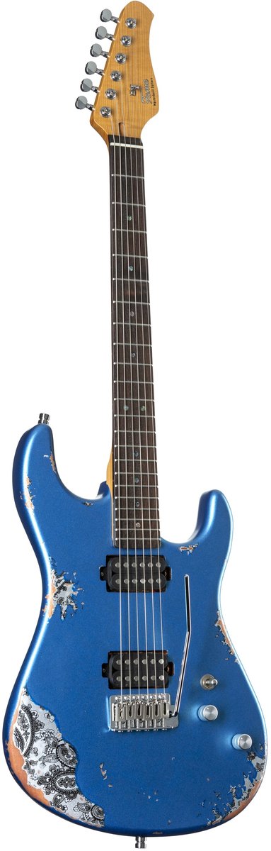 Fame Custom ST RW Worn Aqua Metallic over Paisley - ST-Style elektrische gitaar
