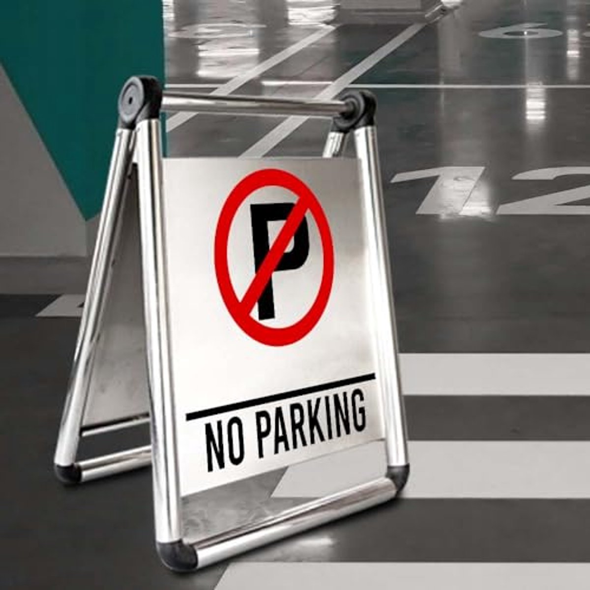 Opvouwbaar RVS Geen Parkeren Bord voor Garages, Evenementen en Winkelcentra