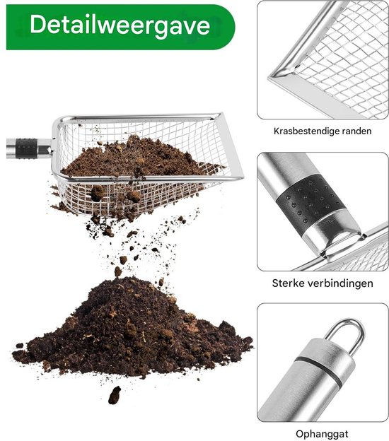 EXCITAT 2-pack - Tuinbodemzeef - Compostzeef - 3,8 mm maaswijdte - Geschikt voor zand, steen, aarde, compost, tuinieren van EXCITAT — afbeelding 3