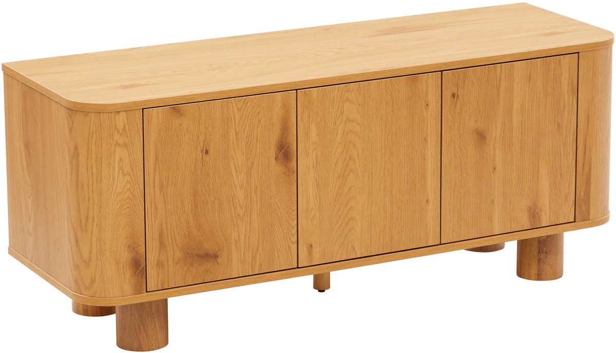 Oviala - Scandinavische tv-kast met 3 deuren L120 cm licht hout - Dario
