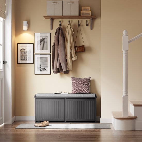 SoBuy Schoenenbank - Schoenenkast met kussen - Zwart - 100x26x46