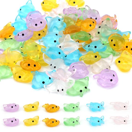250 Pcs Luminous Mini Resin Animals, Glow in The Dark Tiny Ducks, Owls, Frogs, Pandas, Rabbits, Mushrooms for Mystery Blind Bag, Miniature Garden, Micro Landscape, Aquarium and Potted Plant Décor
