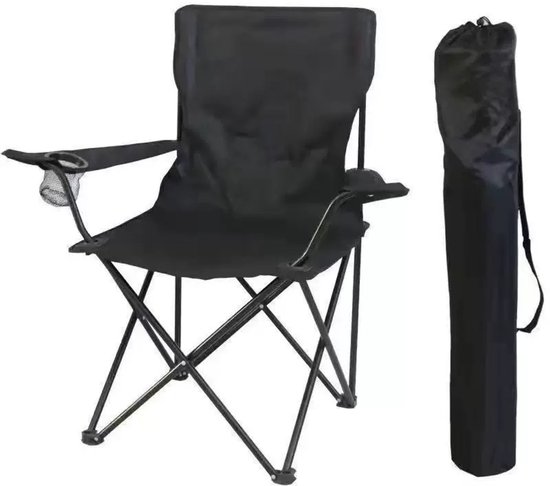 Opvouwbare visstoel met rugleuning – zwart