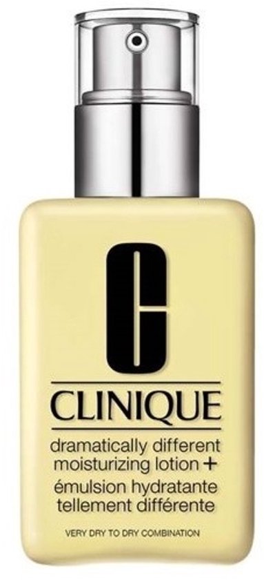 Fles Clinique Dramatically Different Moisturizing Lotion+ met pomp, voor zeer droge tot gecombineerde huid.