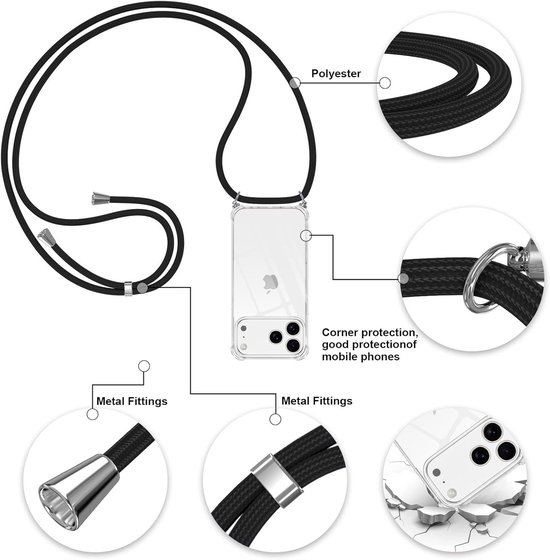 IMOSHION MagSafe Backcover Met Afneembaar Koord - Geschikt Voor Apple Iphone 17 Pro Telefoonhoesje Transparant 166387297