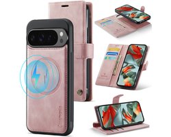 Casemania Hoesje Geschikt voor Google Pixel 10 Pro XL - Pale Pink - 2 in 1 Magnetische Book Case met Uitneembare Back Cover - Geschikt voor Qi2 en MagSafe - Telefoonhoesje met Pasjeshouder - Roze