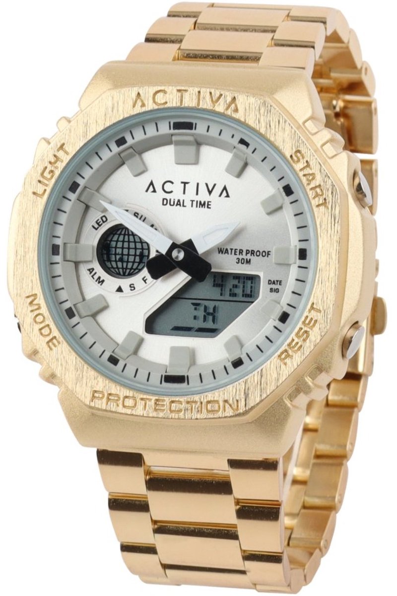 Activa X Invicta DIGITAL ESSENTIALS ACWM423-008 Heren Horloge - Waterdicht - Digitaal - Quartz Uurwerk - met zilveren Wijzerplaat - 45mm