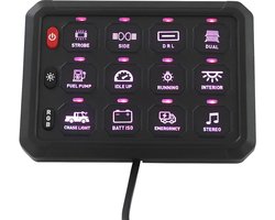 12-Voudig Schakelpaneel met App-Bediening - 12V/24V - Instelbare Helderheid & Lichtkleuren - IP65 Waterdicht - Voor Auto, Boot & Vrachtwagen