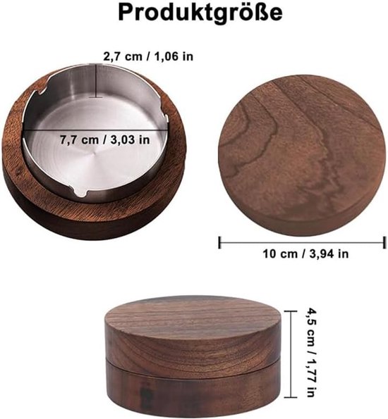 Cendrier Coupe-Vent En Bois Avec Couvercle - Anti-Odeurs Pour Intérieur Et Extérieur (Noir)