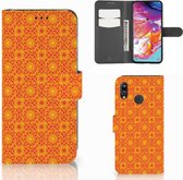 Telefoon Hoesje Geschikt voor Samsung Galaxy A70 Batik Orange