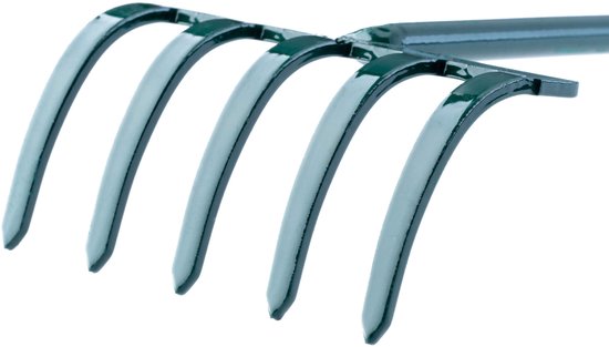 KADAX Hark, kleine hark met steel, bladbezem van metaal, bladhark voor tuin, bloembed, gazonhark, tuingereedschap, hooikoork, tuinhark, groen (25 cm, 5 tanden) van Merkloos	 — afbeelding 5