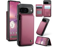 CaseMe - Telefoonhoesje geschikt voor Google Pixel 10/10 Pro - Back Cover met RFID Pasjeshouder - Rood