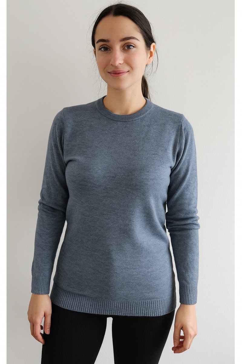 SUNMOOL Gebreide trui - Crewneck - Warme trui - Blauw - Maat : L