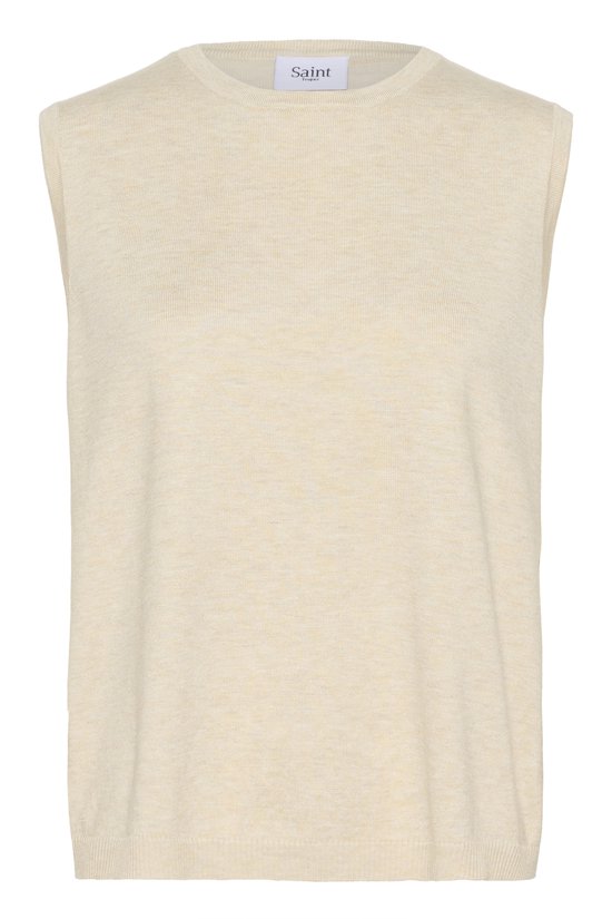 Totatuit Gebreide trui voor dames, opstaande kraag, mouwloos, effen trui, elegant, casual, elastisch, Wit, XL