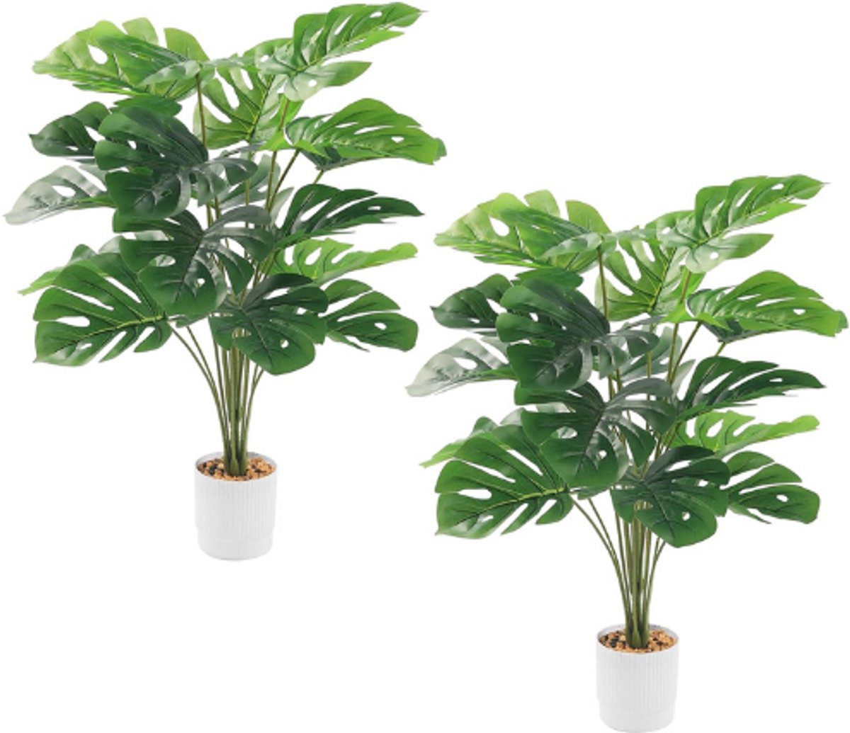 BOG Kunstplant Monstera Groot Met Pot - 75 cm - Kunstplanten Voor Woonkamer - Kantoor - Balkon - Moderne Interieur Decoratie GROEN