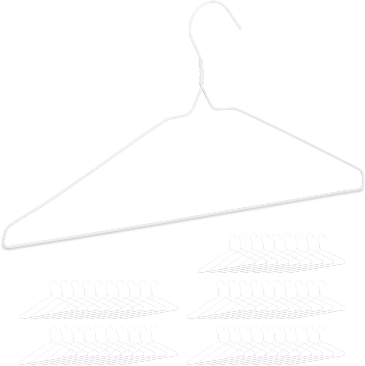 150x kleerhangers metaal - metalen kledinghangers - draad - licht - dun - wit